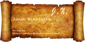 Janák Nikoletta névjegykártya